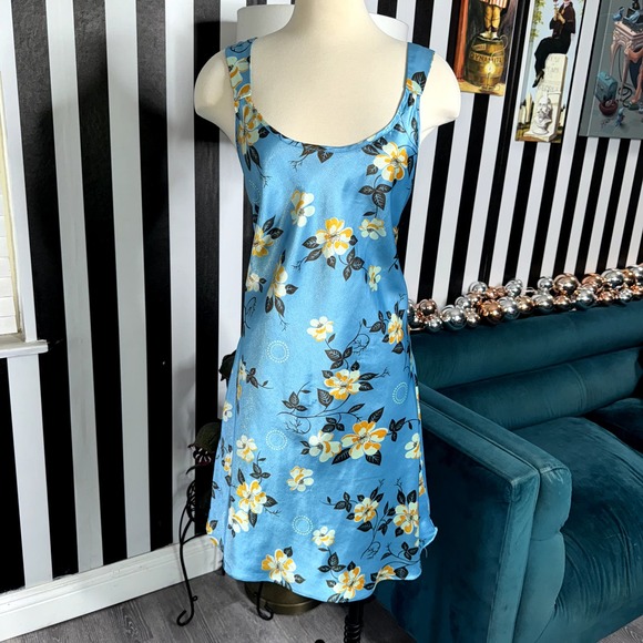 Baby Blue Floral Slip Dress - Picture 1 of 5